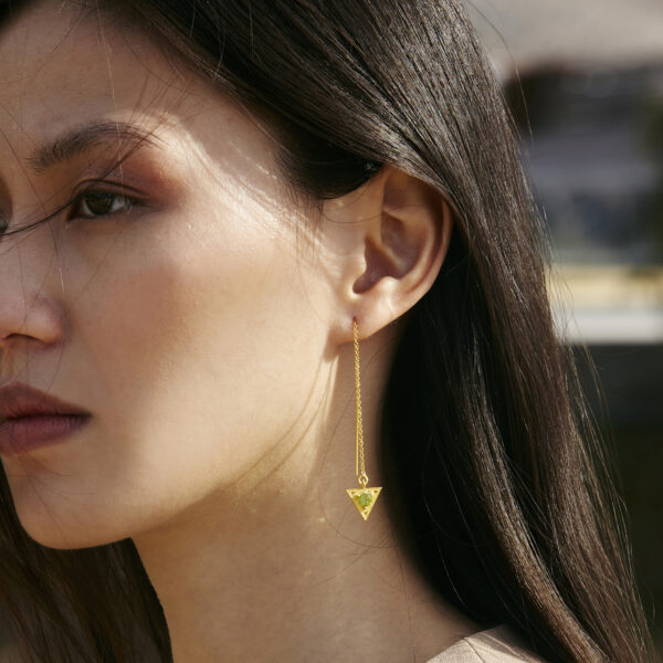 Triangle Needle Earrings with semiprecious stones