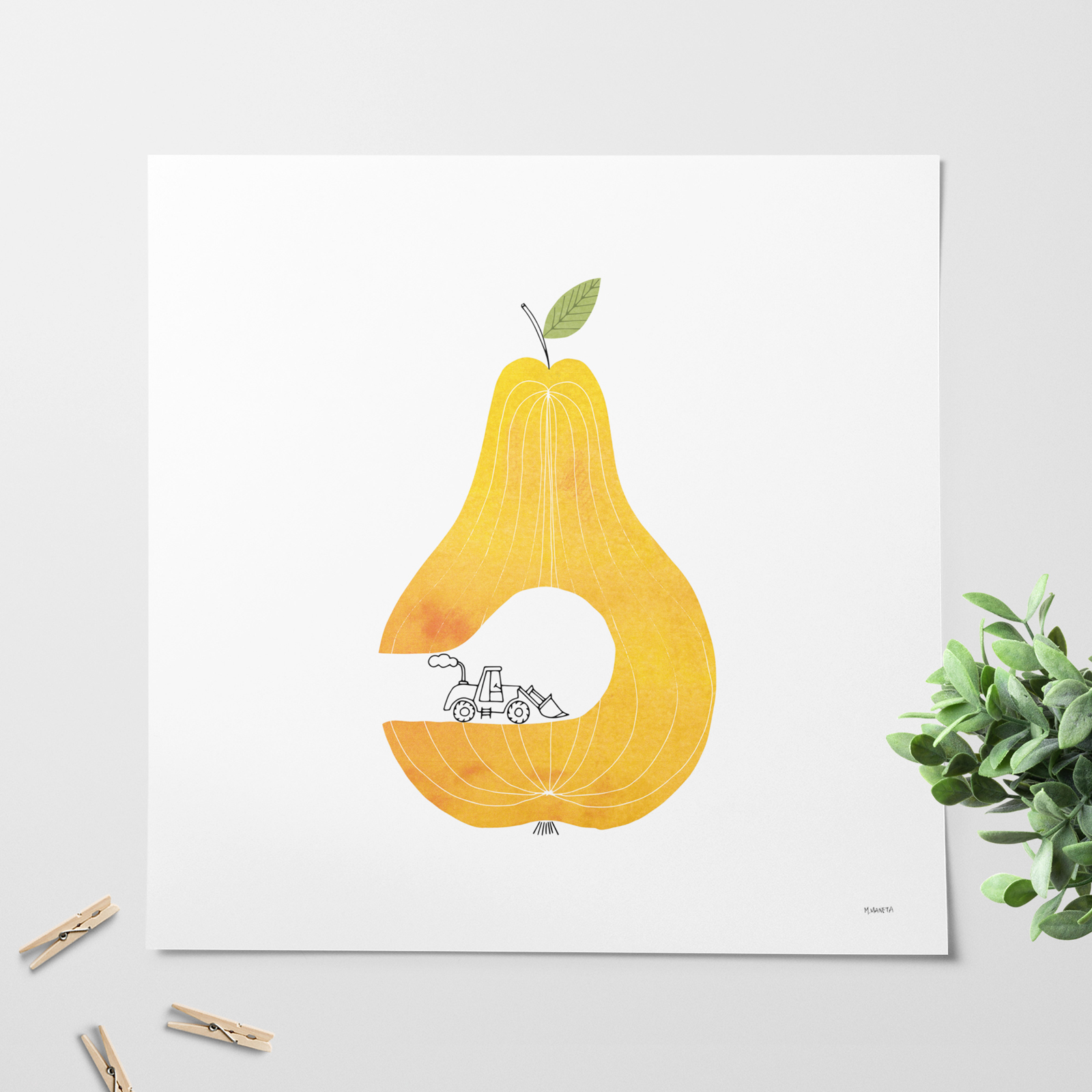 Pear Miner Print Pear Miner Print