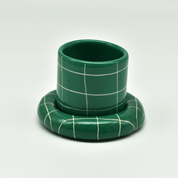 Κεραμικό φύτζάνι με πιατακι σμαραγδί