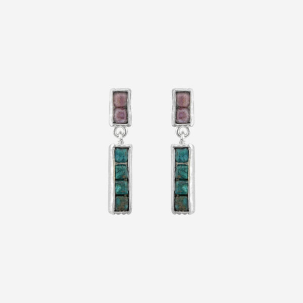 Tetra Dual Stone Dangling Earrings