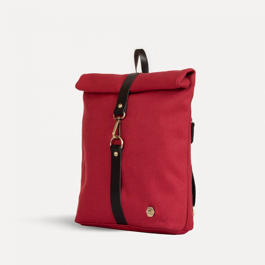 Mini roll top twill Backpack Red Mini roll top twill Backpack Red