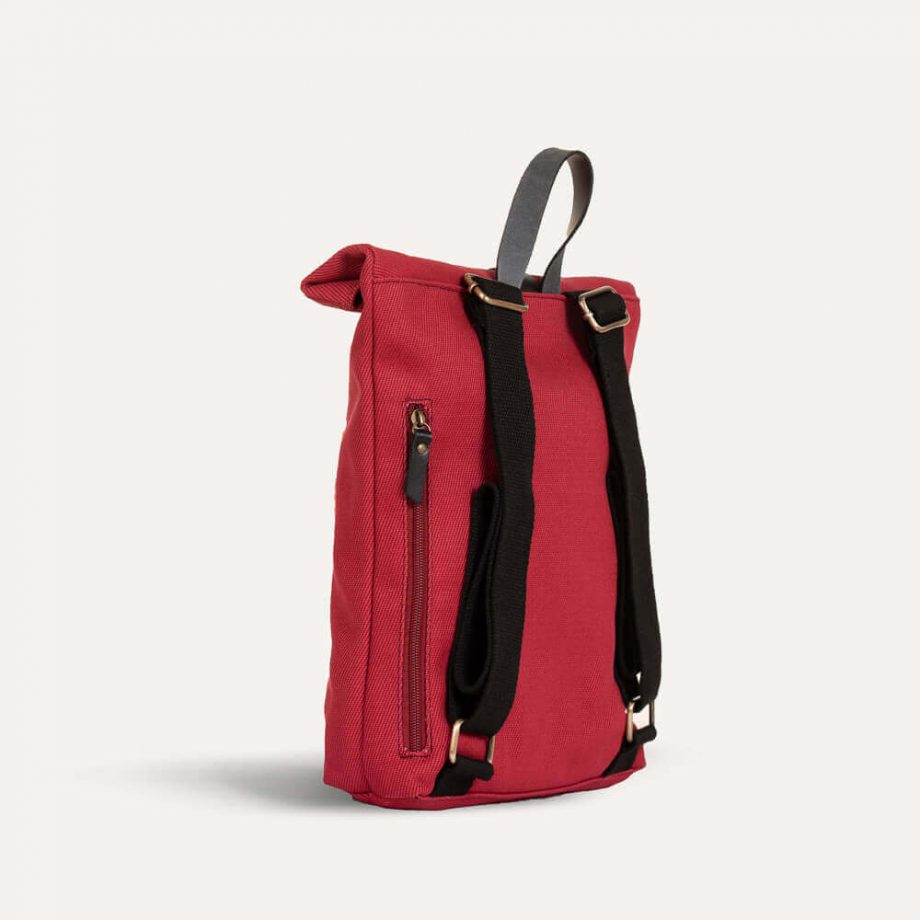Mini roll top twill Backpack Red Mini roll top twill Backpack Red