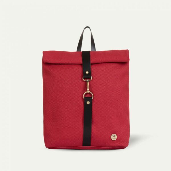 Mini roll top twill Backpack Red