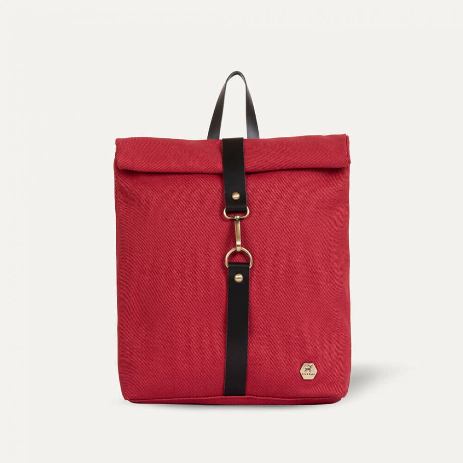 Mini roll top twill Backpack Red Mini roll top twill Backpack Red