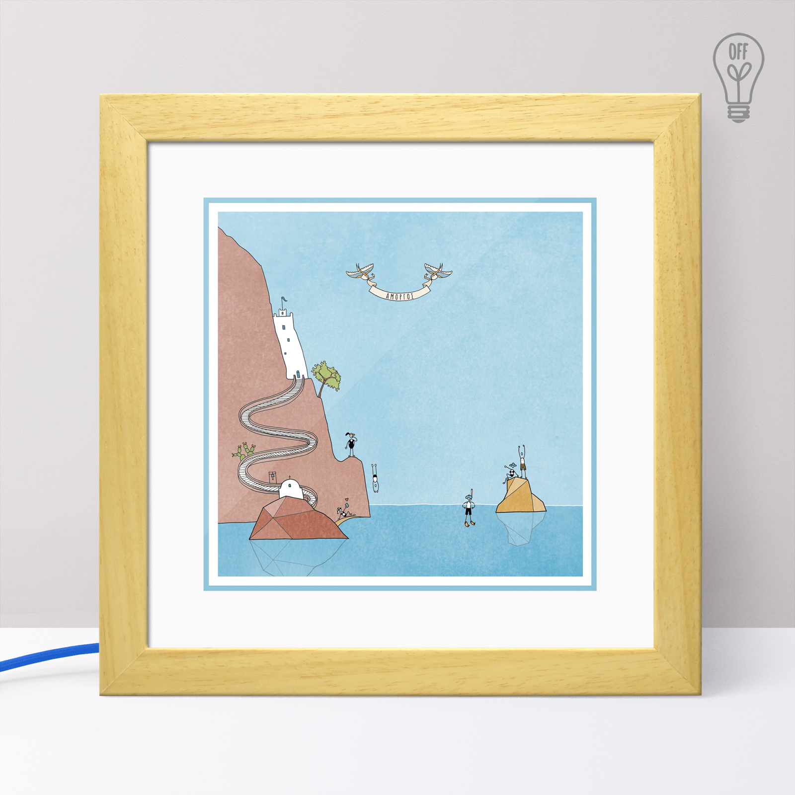 Amorgos Illustrated Light Box Amorgos Illustrated Light Box
