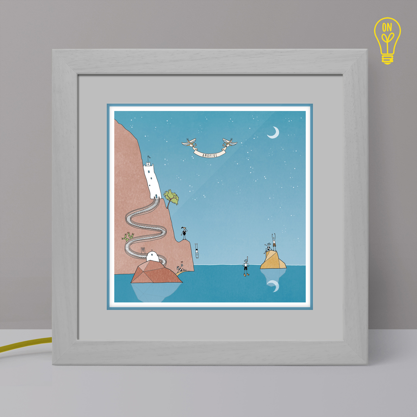 Amorgos Illustrated Light Box Amorgos Illustrated Light Box
