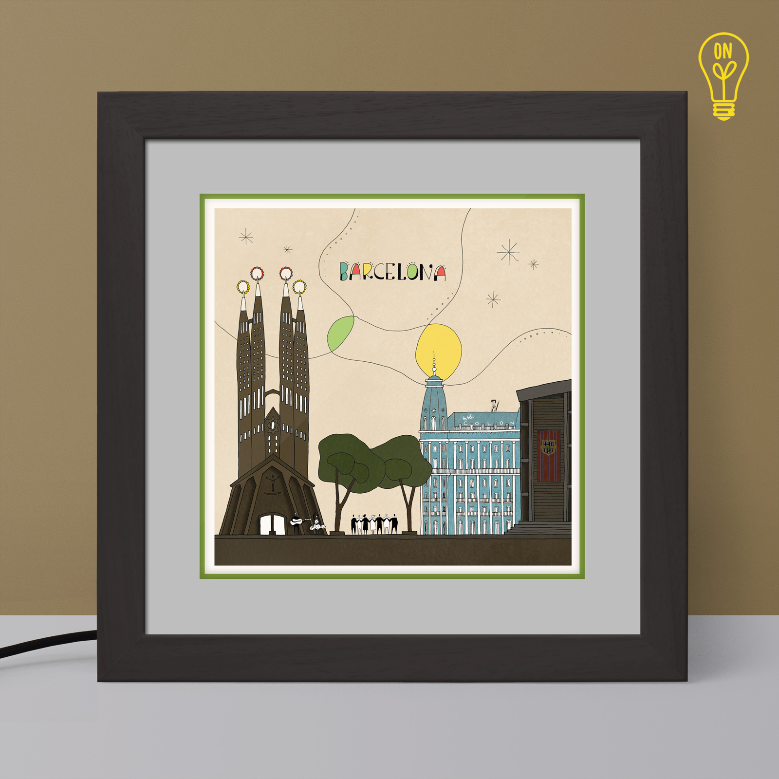 Barcelona Illustrated Light Box Barcelona Illustrated Light Box