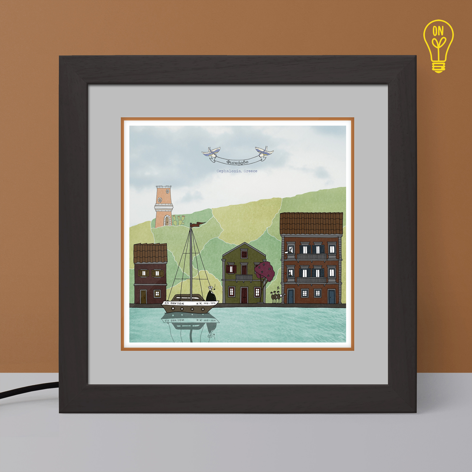 Kefalonia Illustrated Light Box Kefalonia Illustrated Light Box