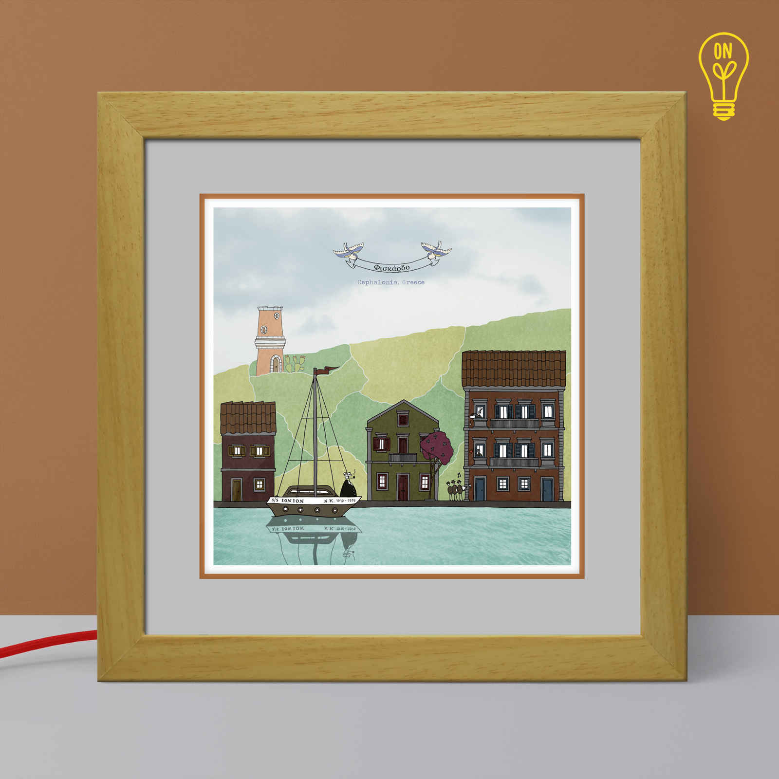 Kefalonia Illustrated Light Box Kefalonia Illustrated Light Box
