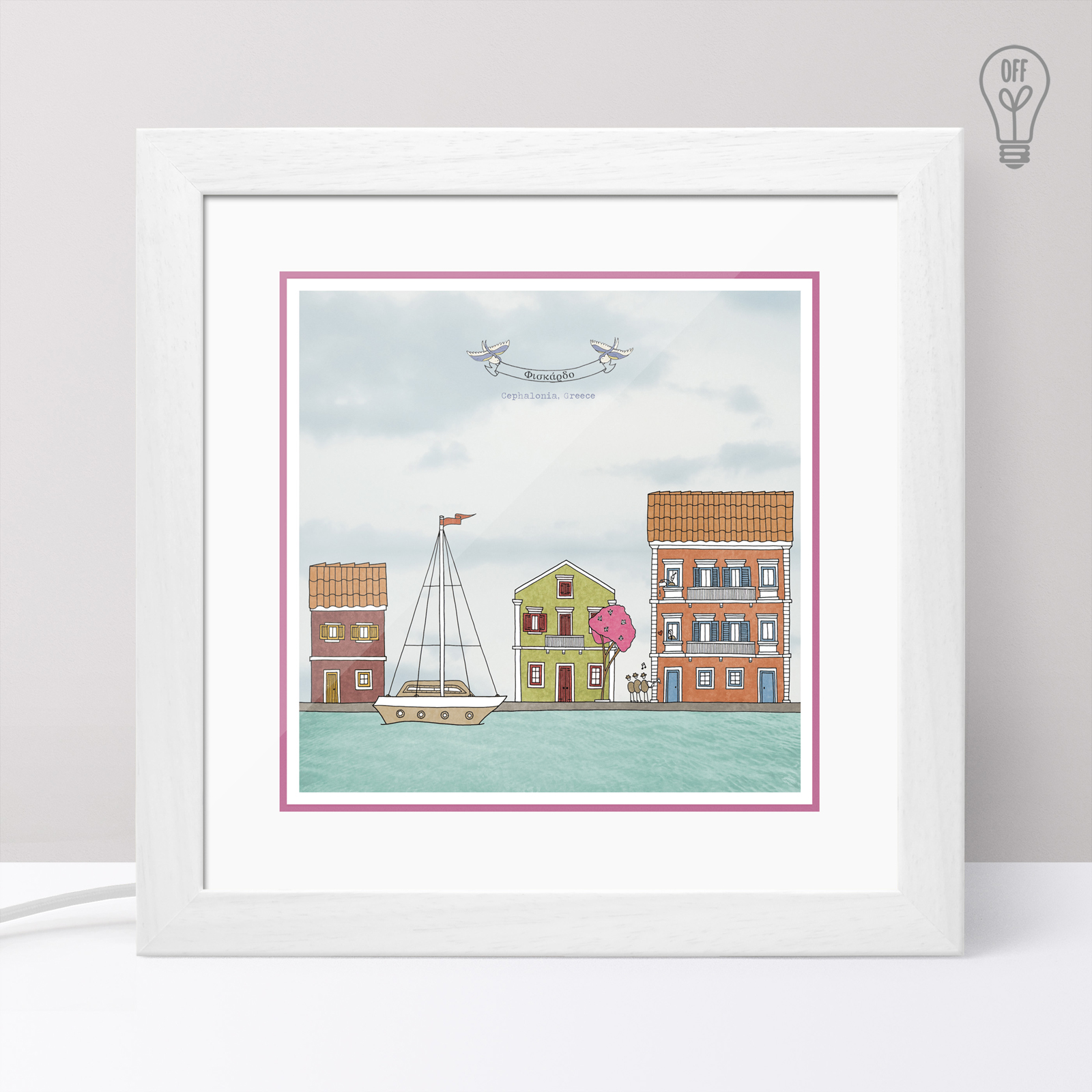 Kefalonia Illustrated Light Box Kefalonia Illustrated Light Box