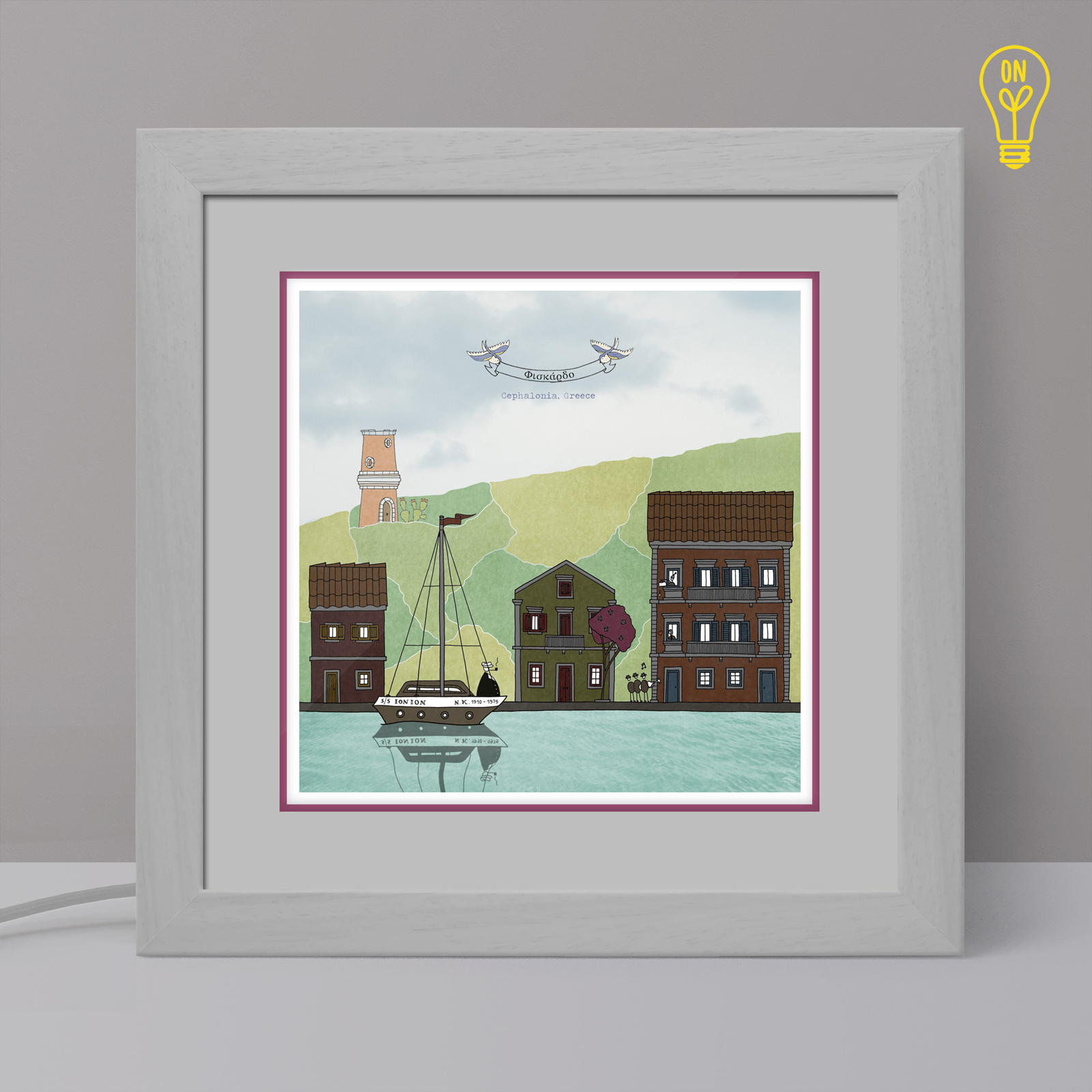 Kefalonia Illustrated Light Box Kefalonia Illustrated Light Box