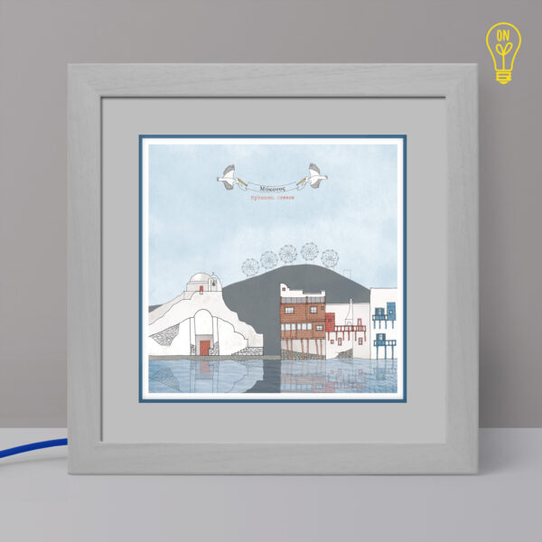 Mykonos #1 Illustrated Light Box