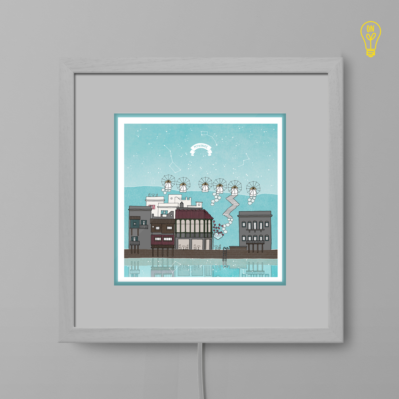Mykonos #2 Illustrated Light Box Mykonos #2 Illustrated Light Box