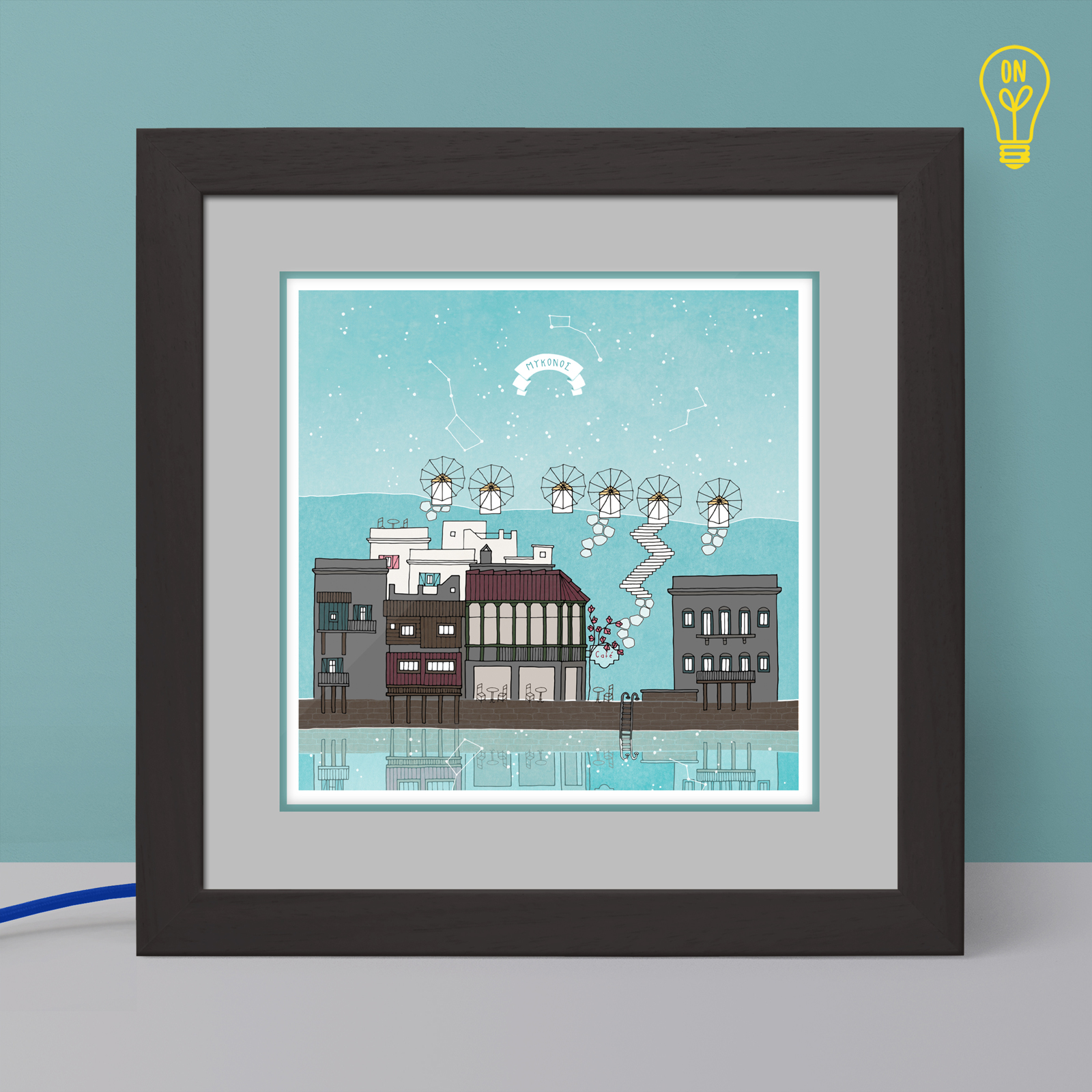 Mykonos #2 Illustrated Light Box Mykonos #2 Illustrated Light Box