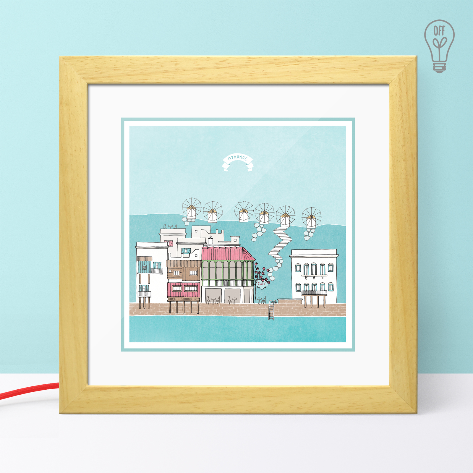 Mykonos #2 Illustrated Light Box Mykonos #2 Illustrated Light Box