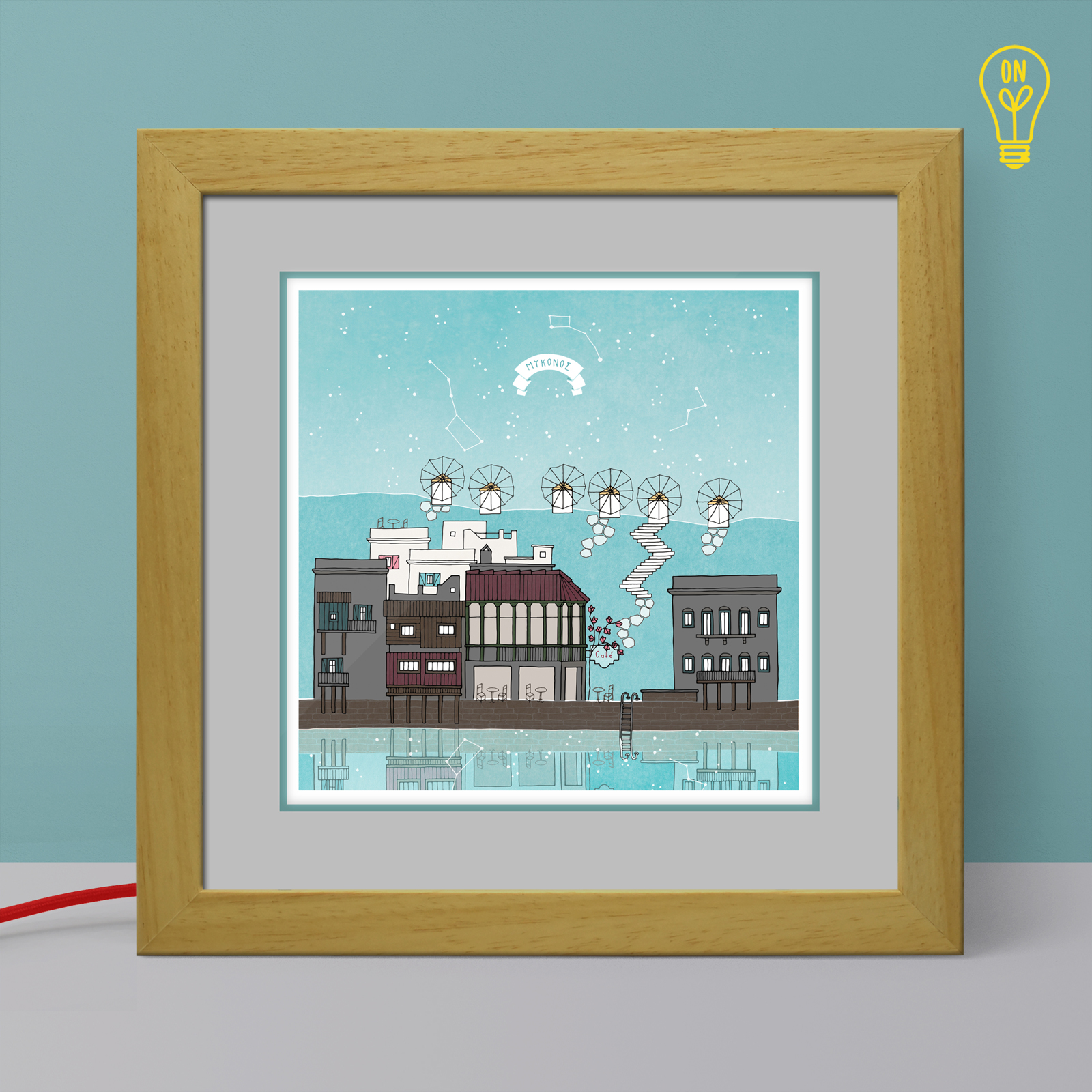 Mykonos #2 Illustrated Light Box Mykonos #2 Illustrated Light Box