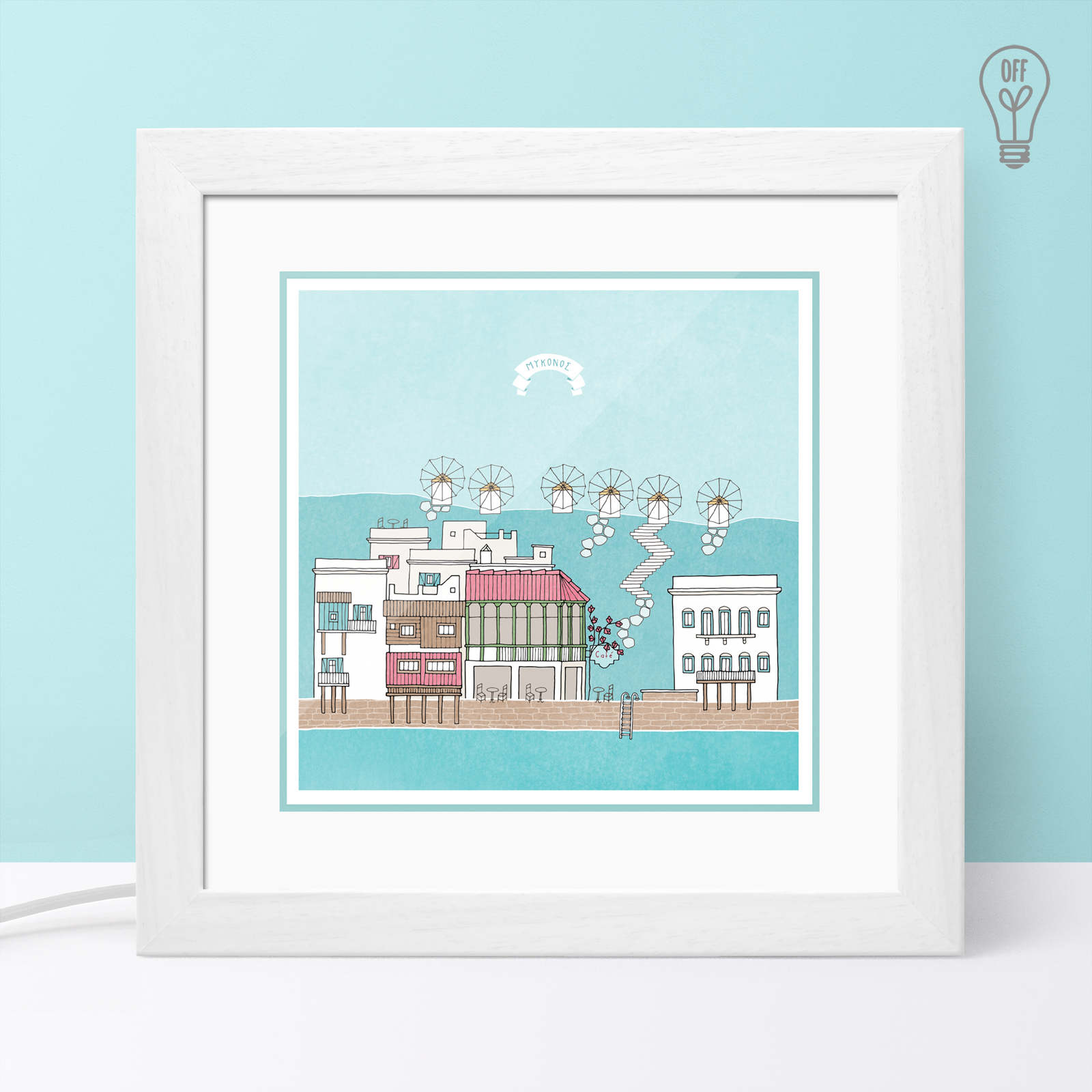 Mykonos #2 Illustrated Light Box Mykonos #2 Illustrated Light Box