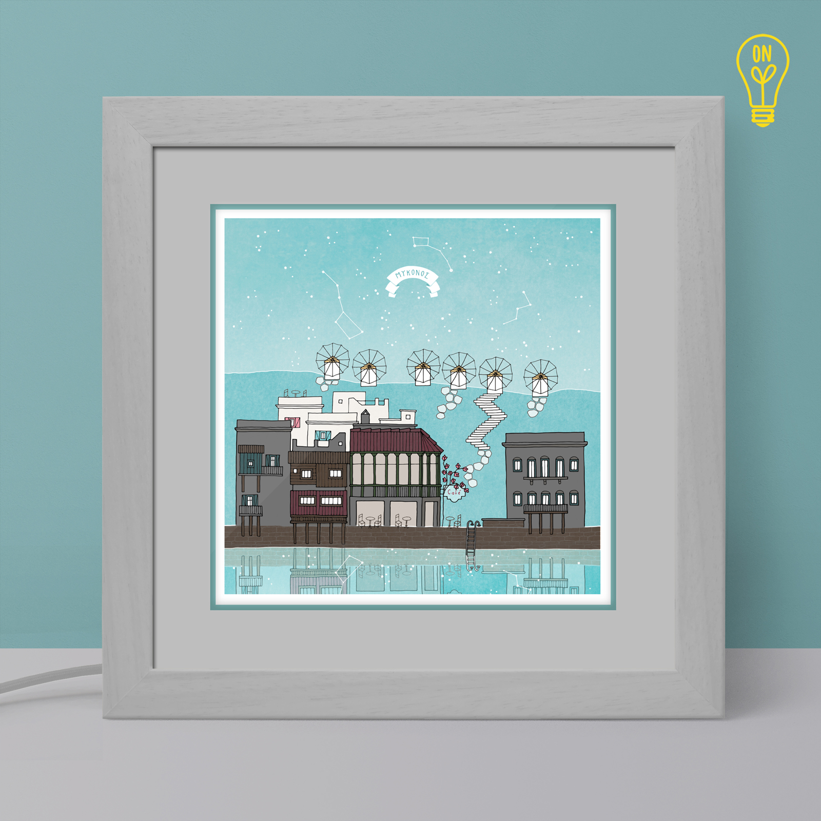 Mykonos #2 Illustrated Light Box Mykonos #2 Illustrated Light Box