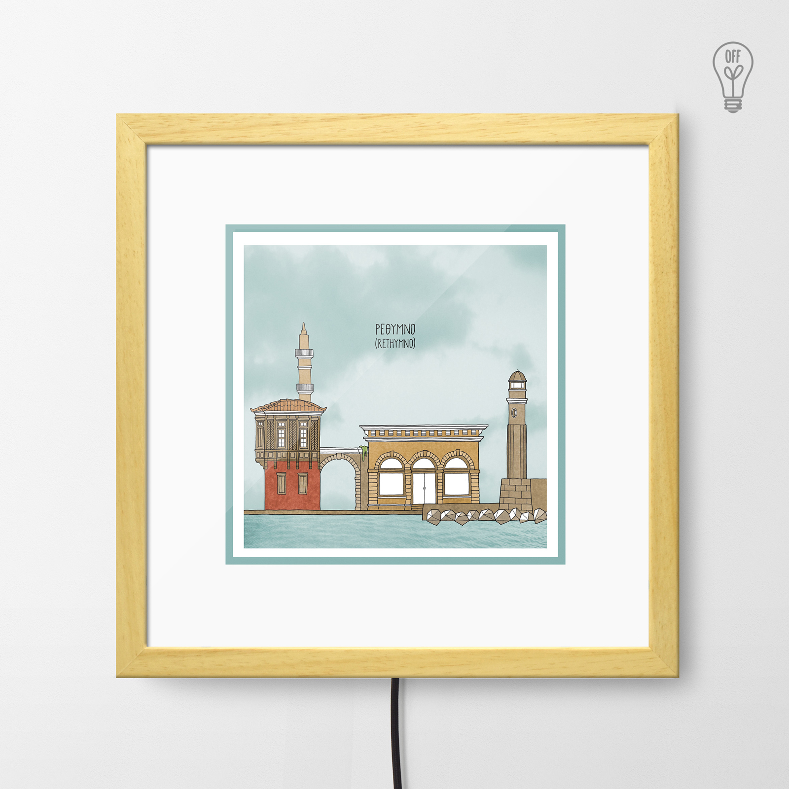 Rethymno Illustrated Light Box Rethymno Illustrated Light Box