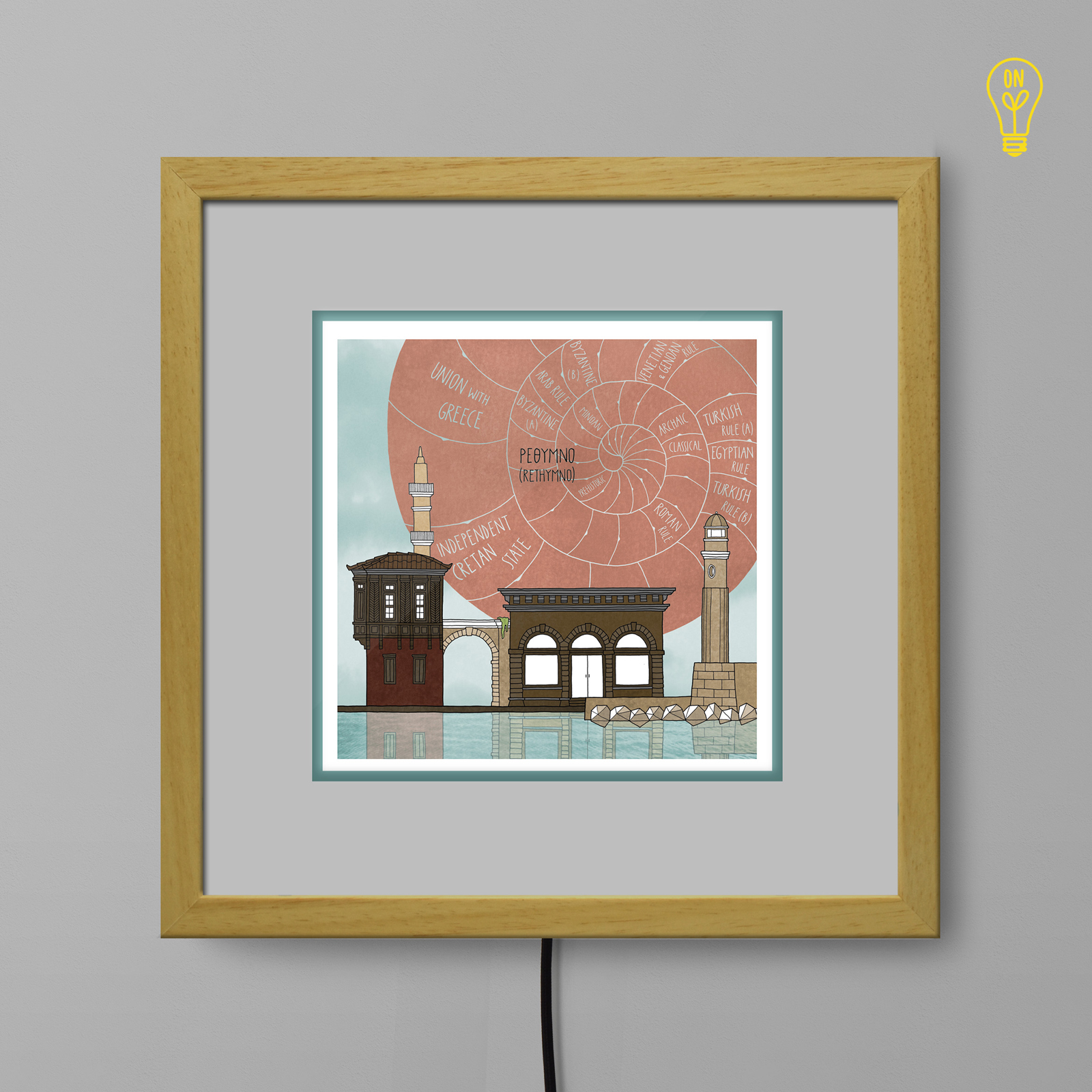 Rethymno Illustrated Light Box Rethymno Illustrated Light Box