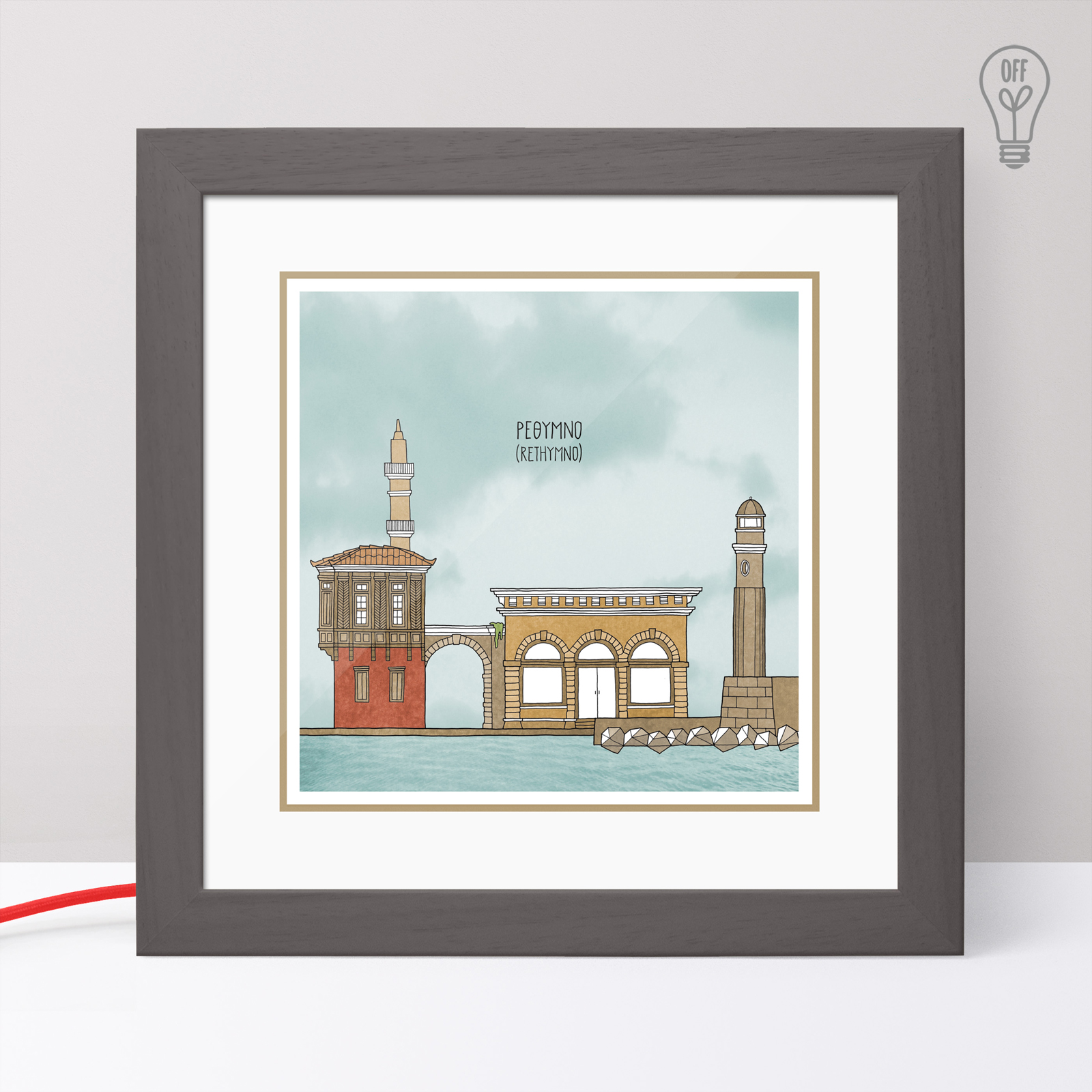 Rethymno Illustrated Light Box Rethymno Illustrated Light Box