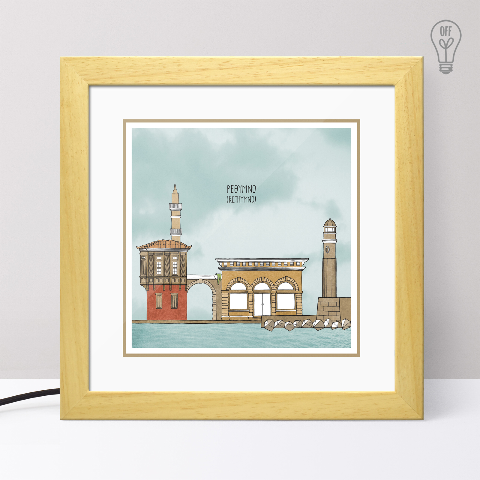 Rethymno Illustrated Light Box Rethymno Illustrated Light Box