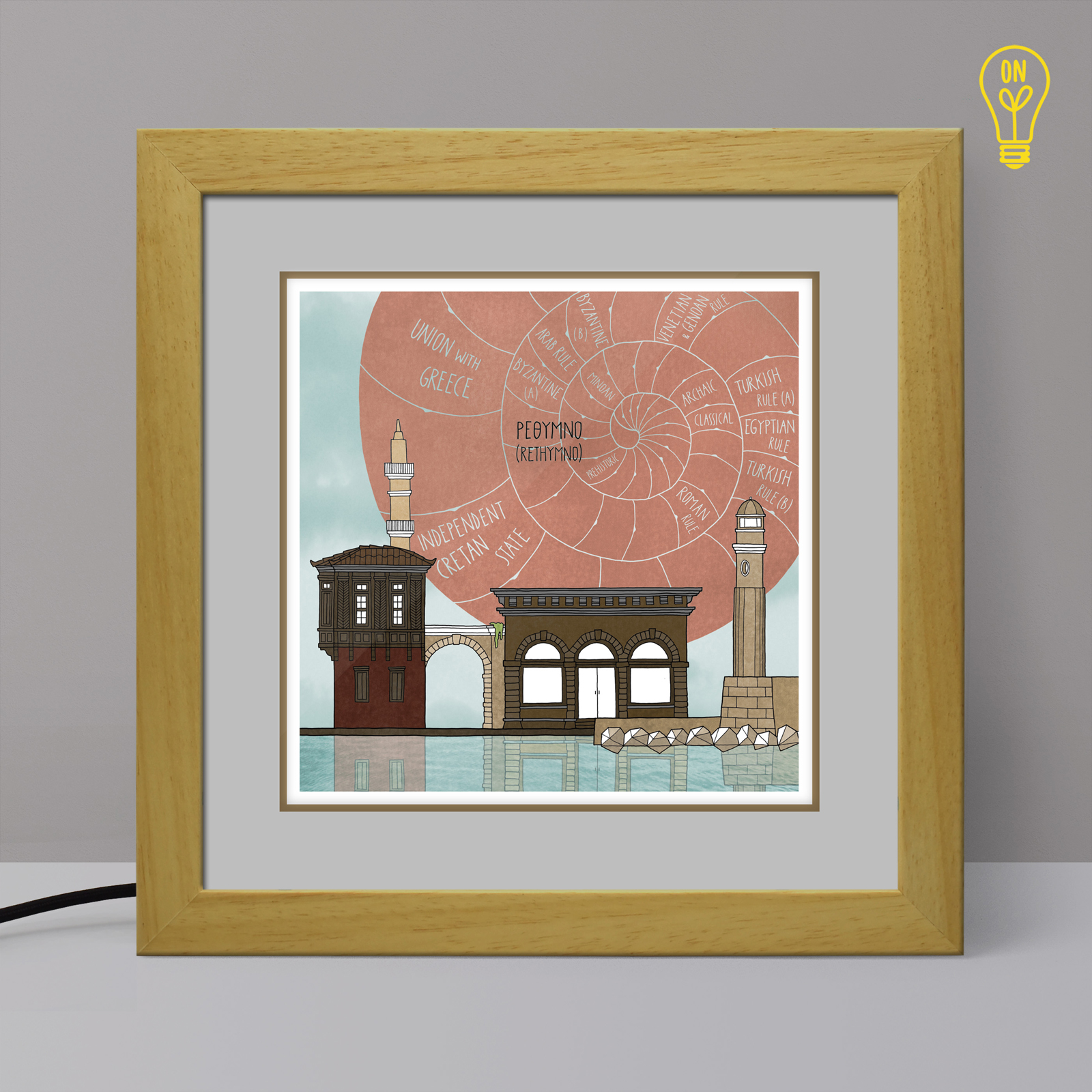 Rethymno Illustrated Light Box Rethymno Illustrated Light Box