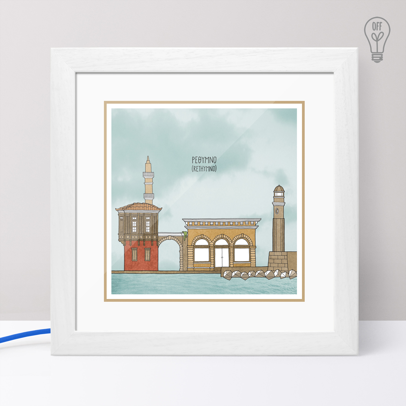 Rethymno Illustrated Light Box Rethymno Illustrated Light Box
