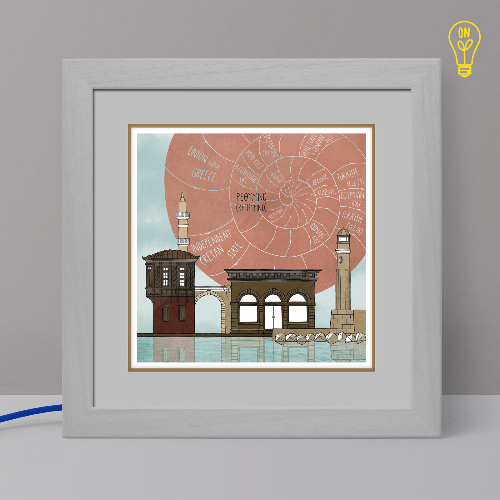 Rethymno Illustrated Light Box Rethymno Illustrated Light Box